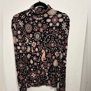 Ann Taylor Celestial Moon Long Sleeve Puff Sleeve Turtleneck Top: Medium